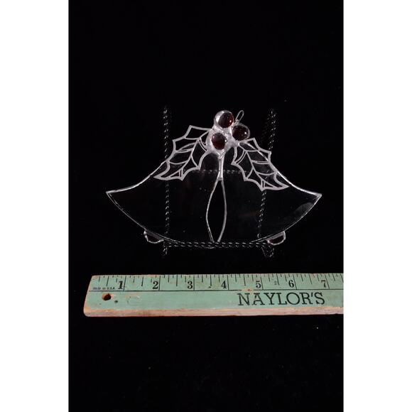 2 Stain Glass Christmas Ornaments Snowflake 6" Bells & Holly 7"x6" - Picture 2 of 5